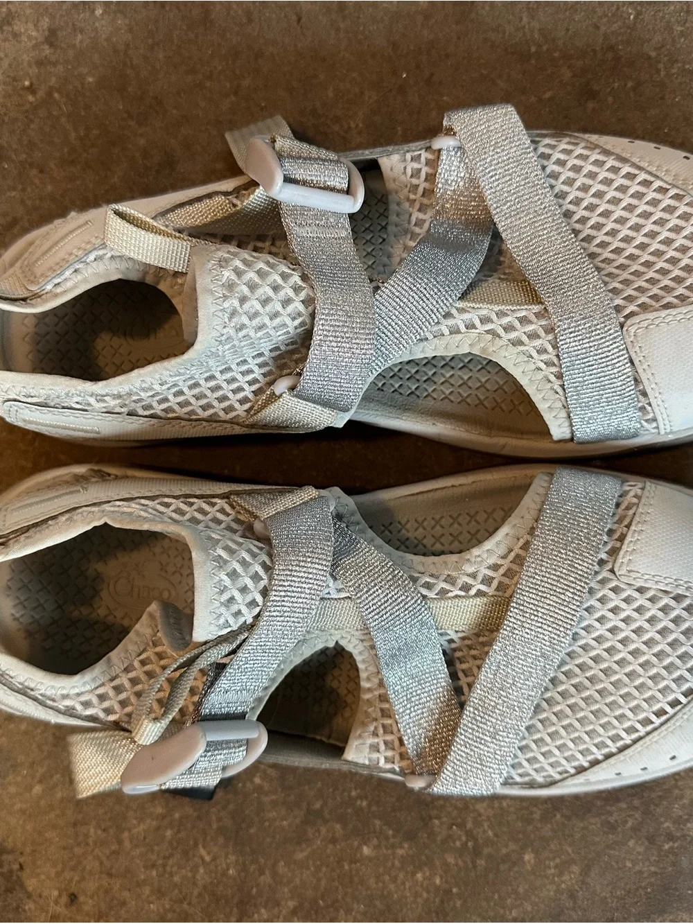 Chaco Women Light Gray Mesh Strap Sneakers